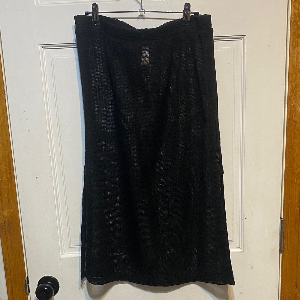 Large black mesh beach cover up with slits on both sides